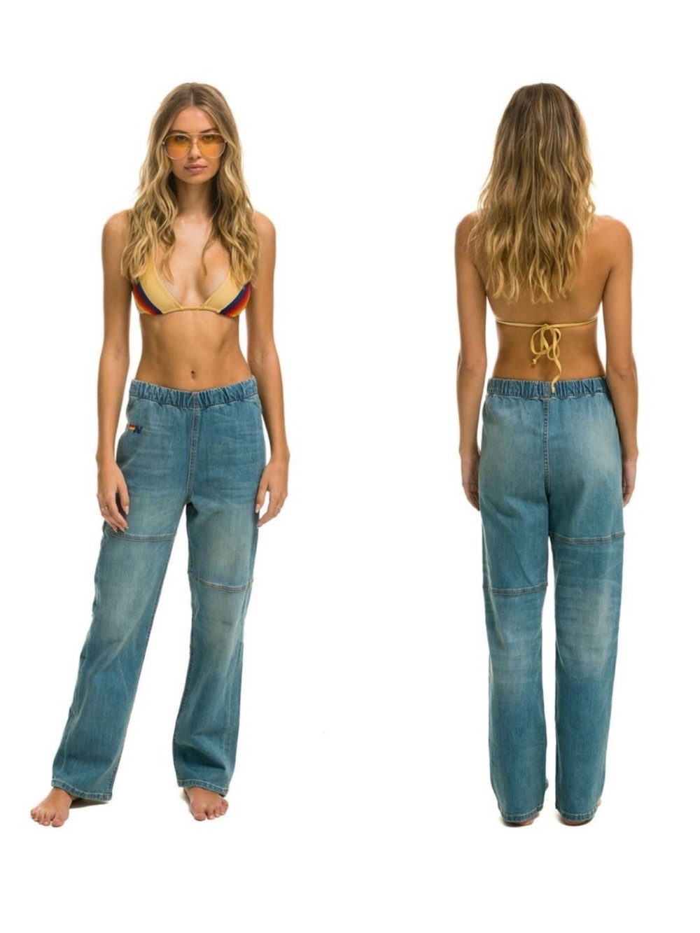 Aviator Nation Mid Rise Rancher Relaxed Fit Jean S Vintage Blue Wash Slouchy